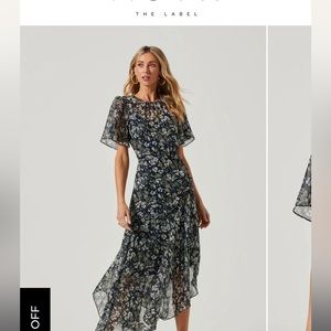 FLUTTER SLEEVE ASYMMETRICAL FLORAL MAXI DRESS size M never worn